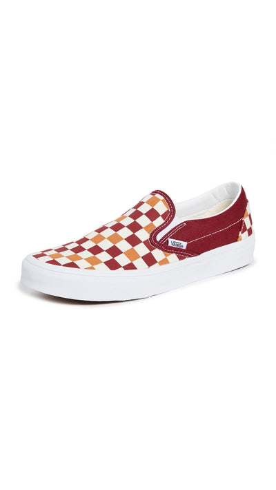 Vans Classic Slip-On Sneakers, Tri-Tone Check Red, 6 US Women/4.5 US Men