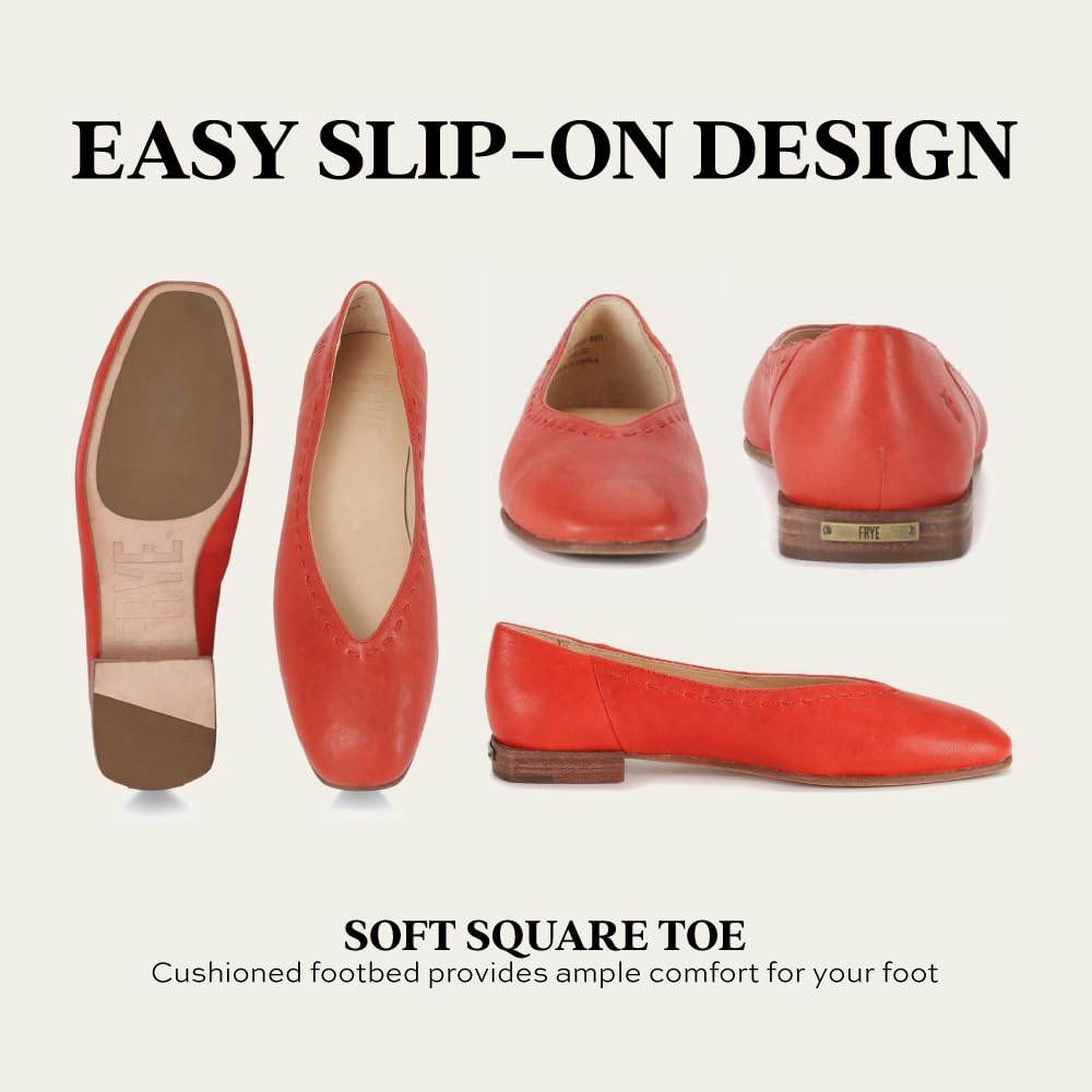 Frye Women's Claire Flat Shoe, Red - 8.5 M
