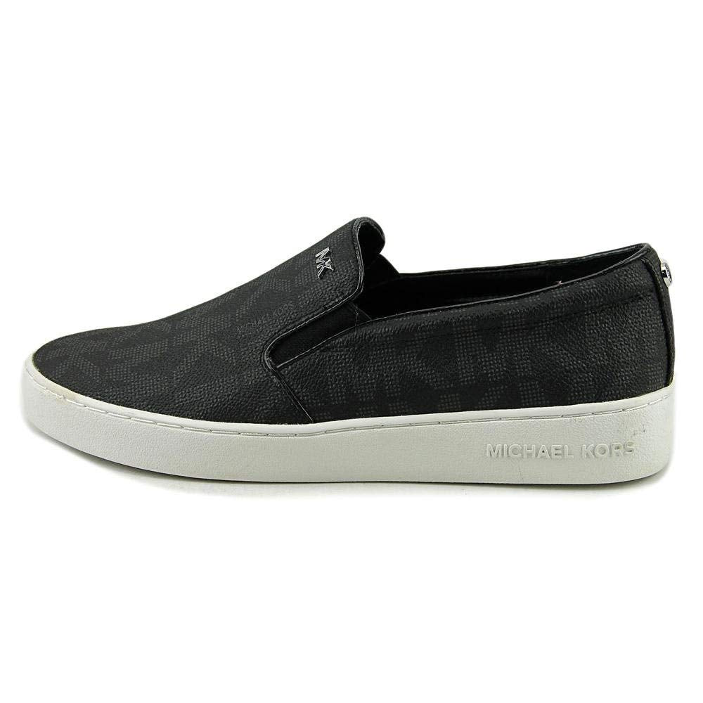 Michael Michael Kors Women's Keaton Slip-On Black Mini MK Logo Coated Canvas/Suprema Nappa Sport 5.5 M