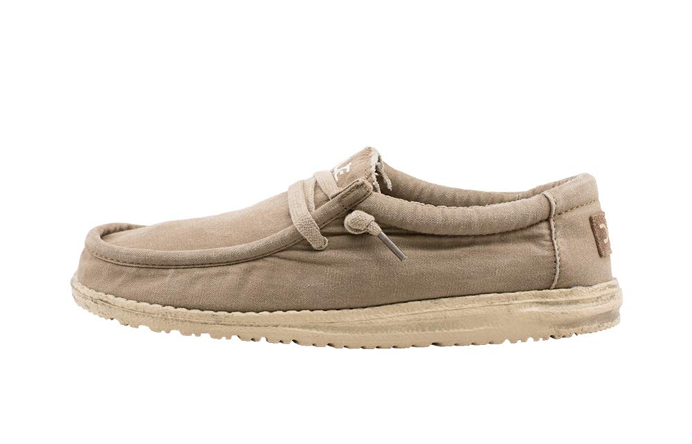 HEYDUDE Men’s Wally Washed Chestnut Size 8 | Men’s Shoes | Men’s Lace Up | Comfortable & Light-Weight