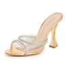 SCHUTZ Women's Aileen Heels, Transparente/Cristal, Gold, Clear, 7 Medium US