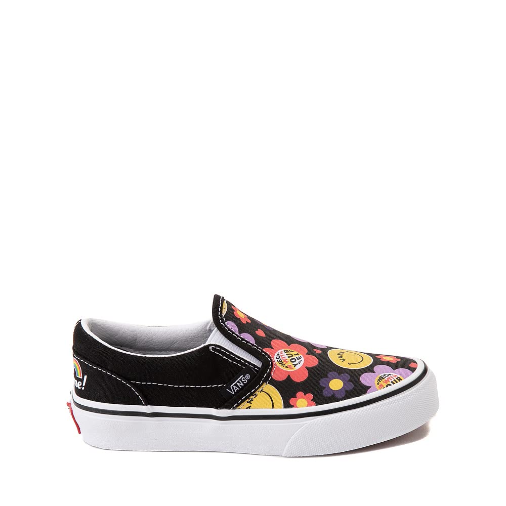 Vans Kid's Classic Slip On, (Radically Happy) Black, Size 12.5 Little Kid