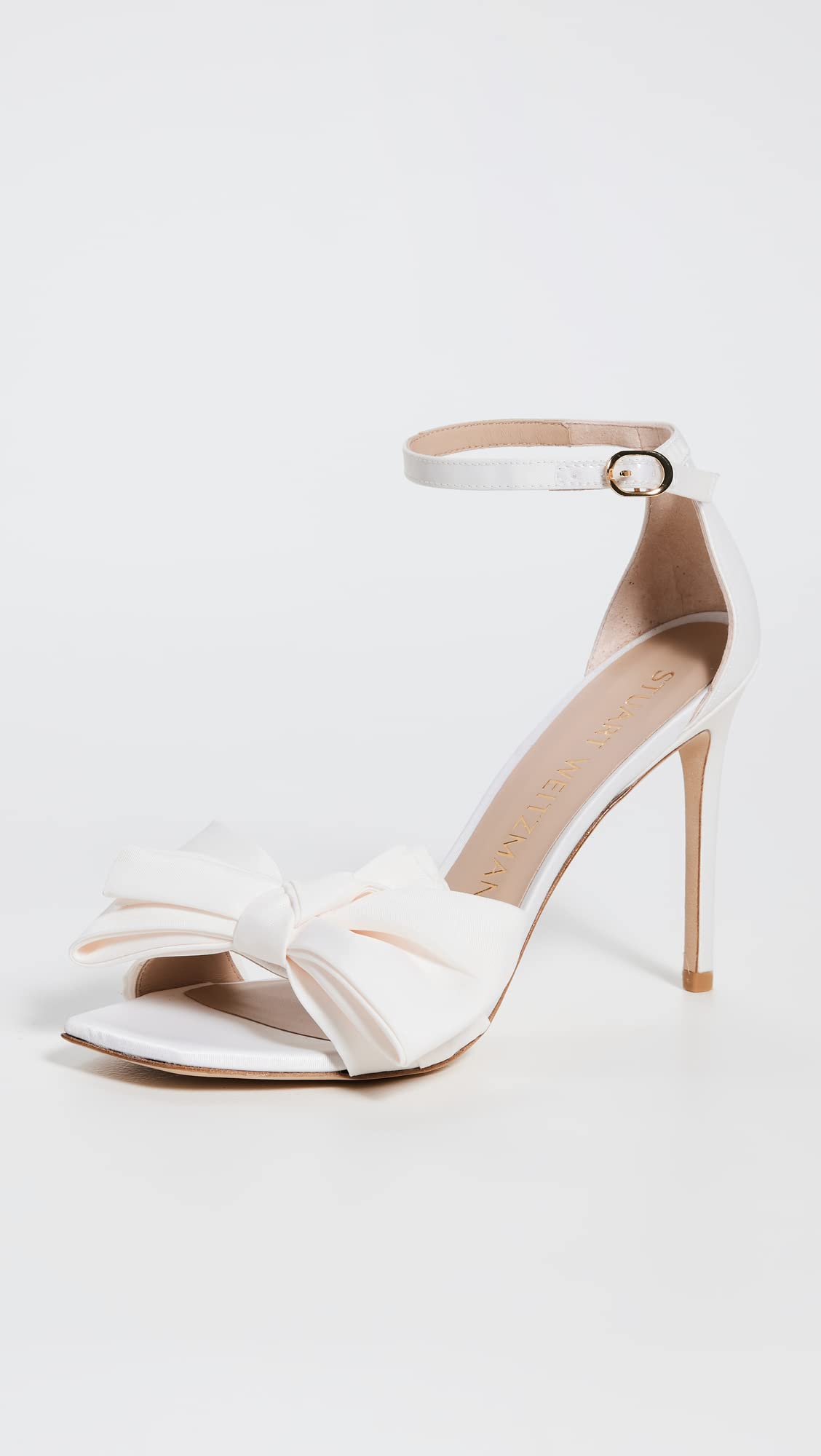 Stuart Weitzman Women's Nudistcurve Love Knot 100mm Sandals, Ivory, White, 11 Medium US