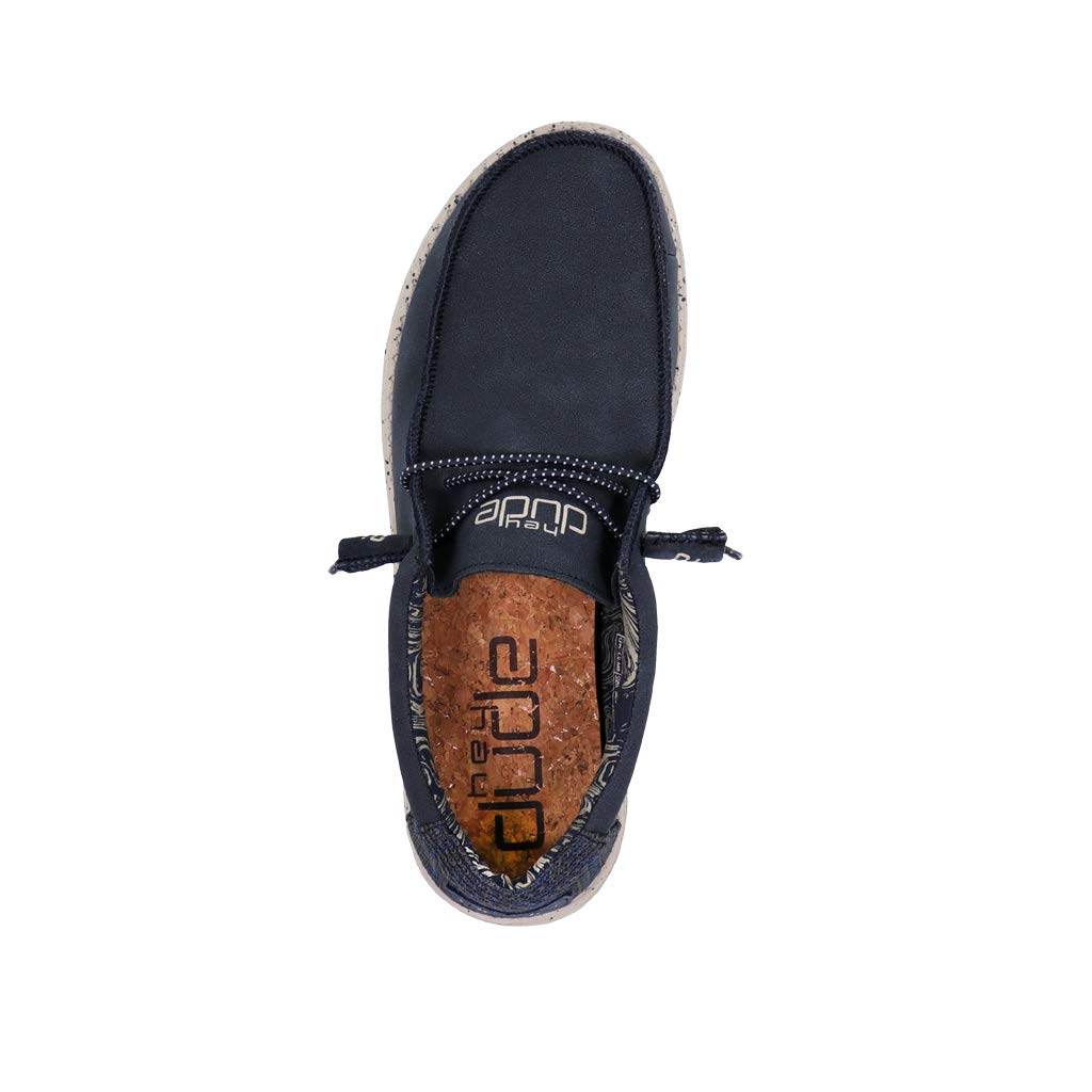 Hey Dude Men's Wally Recycled Leather Navy Size 11 | Men’s Shoes | Men's Lace Up Loafers | Comfortable & Light-Weight