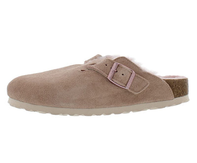 Birkenstock Boston VL/Shearling Narrow Unisex Shoes Size 7, Color: Light Rose