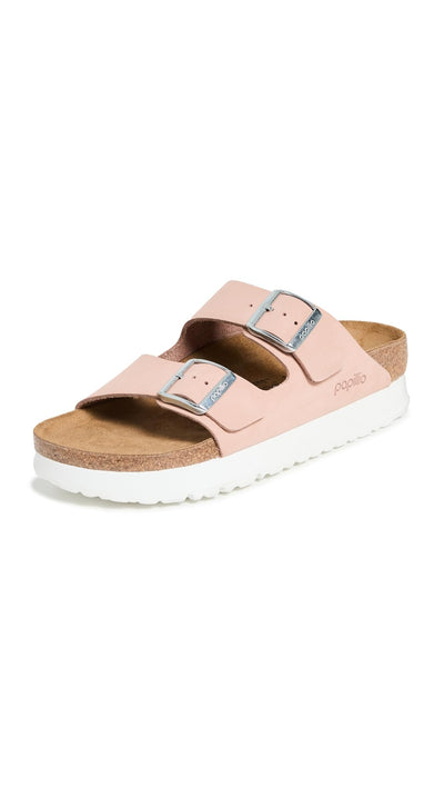 Birkenstock Women's Arizona Platform Flex Sandals, Soft Pink, 10 Medium US