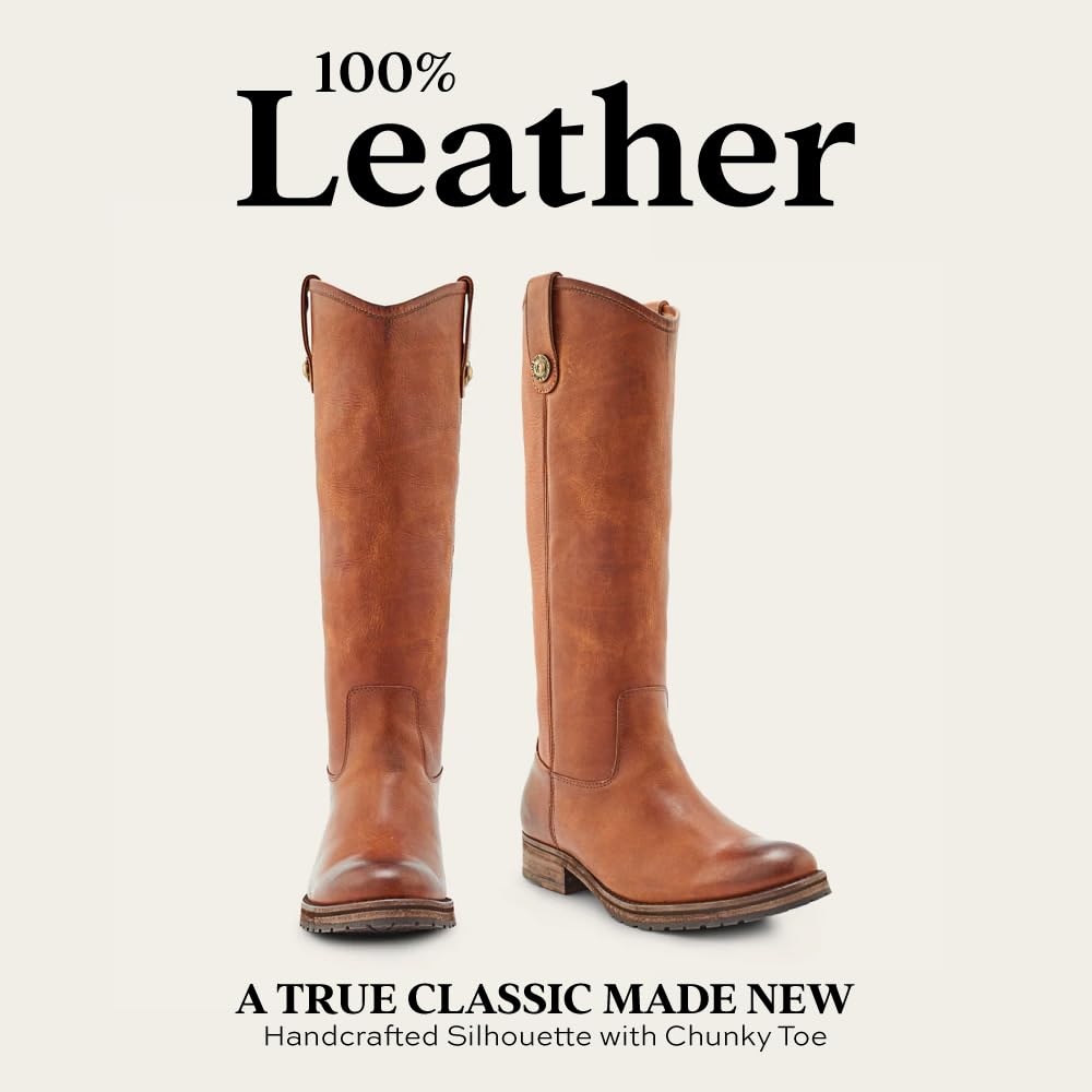 Frye Melissa Double Sole Button Lug Tall Riding Boots for Women - Leather Lined Classics with Modern Stacked Heel and Rugged Mini-Lug Traction Outsole, Bronze - 8M