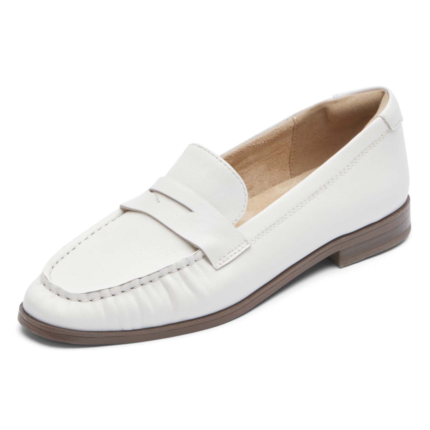 Rockport Women's Susana Penny, White Leather, 7.5