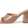 Stuart Weitzman Tia 85 Flareblock Slide Fawn 9 B
