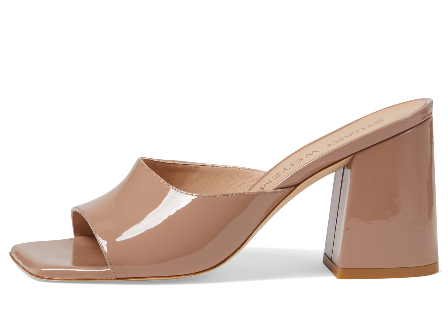 Stuart Weitzman Tia 85 Flareblock Slide Fawn 9 B