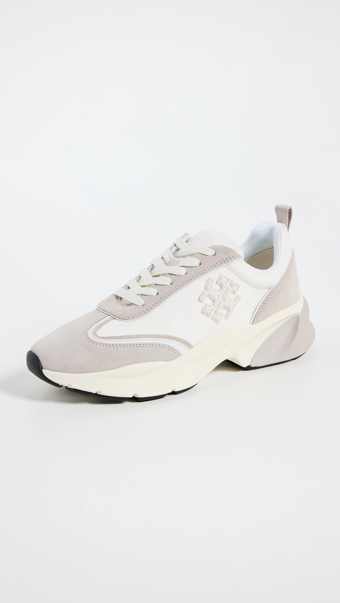 Tory Burch Women's Good Luck Trainer Sneakers, Bianco/Fossil Stone, 4.5 Medium US