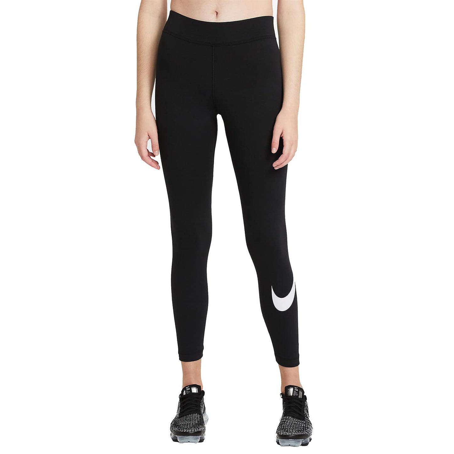 Nike NSW Essential Mid Rise Swoosh Legging Womens (as1, Alpha, s, Regular, Regular, Viotech/White)
