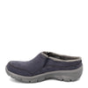 Skechers Women's Clogs - Relaxed Fit: Easy Going - Latte-Twin Gore Open Back Suede Fur Slip-On Clogs with Air Cooled Insole Mule, Navy, 9