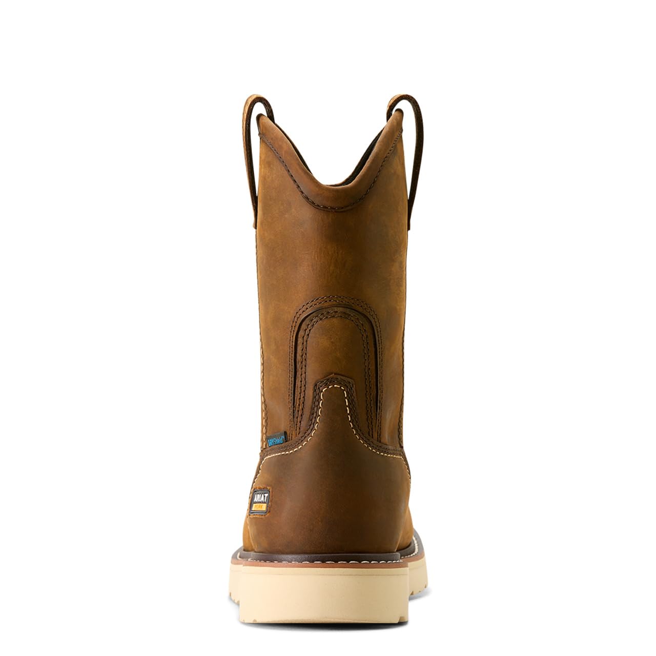 ARIAT Men's Rebar Wedge Pull-On Waterproof Work Boot, Distressed Brown, 10 Wide