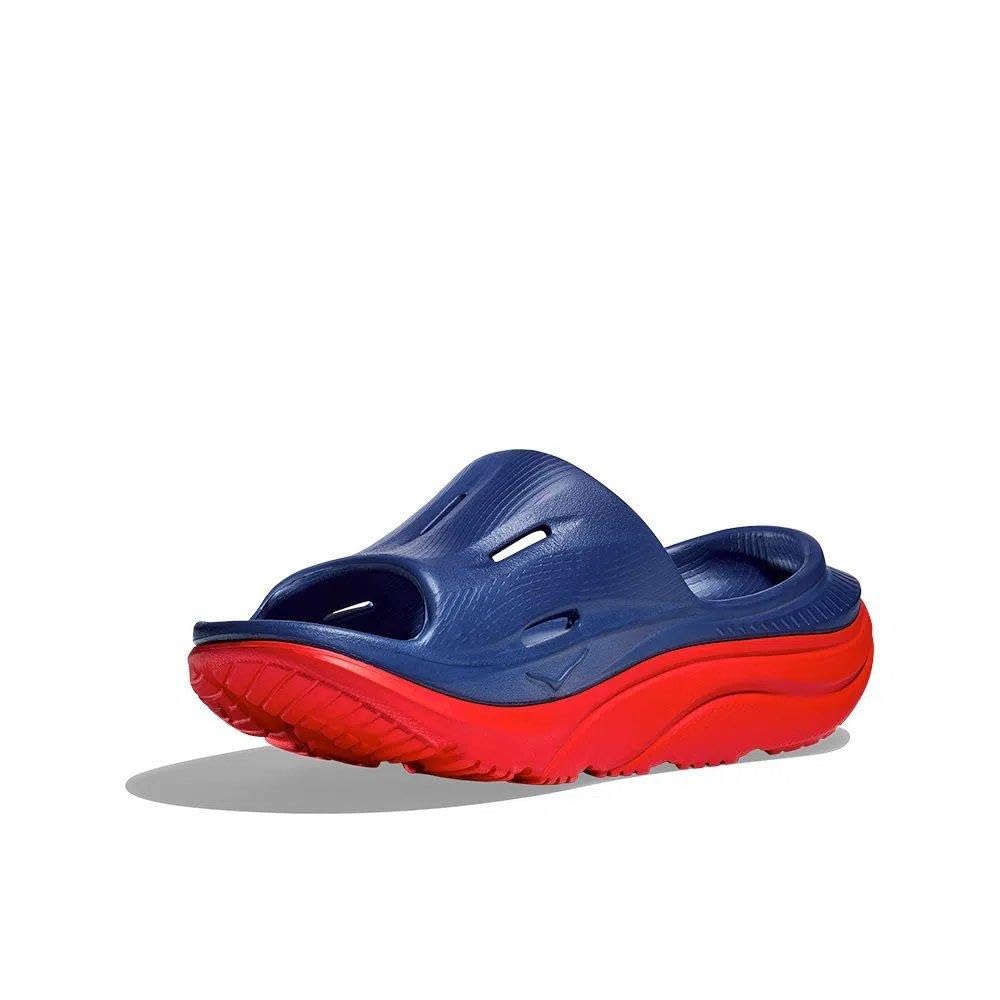 Hoka Ora Recovery Slide 3 Bellwether Blue/Red Alert Men's 5, Womens 7 Medium