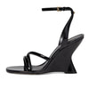 Michael Michael Kors Nadina Wedges for Women - Leather Upper - Synthetic Lining - Padded Synthetic Footbed Black 6 M
