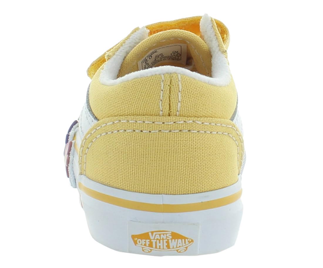 Vans Kids Old Skool V Flower (Infant/Toddler) Sneaker, Yellow, 4.5 US Unisex