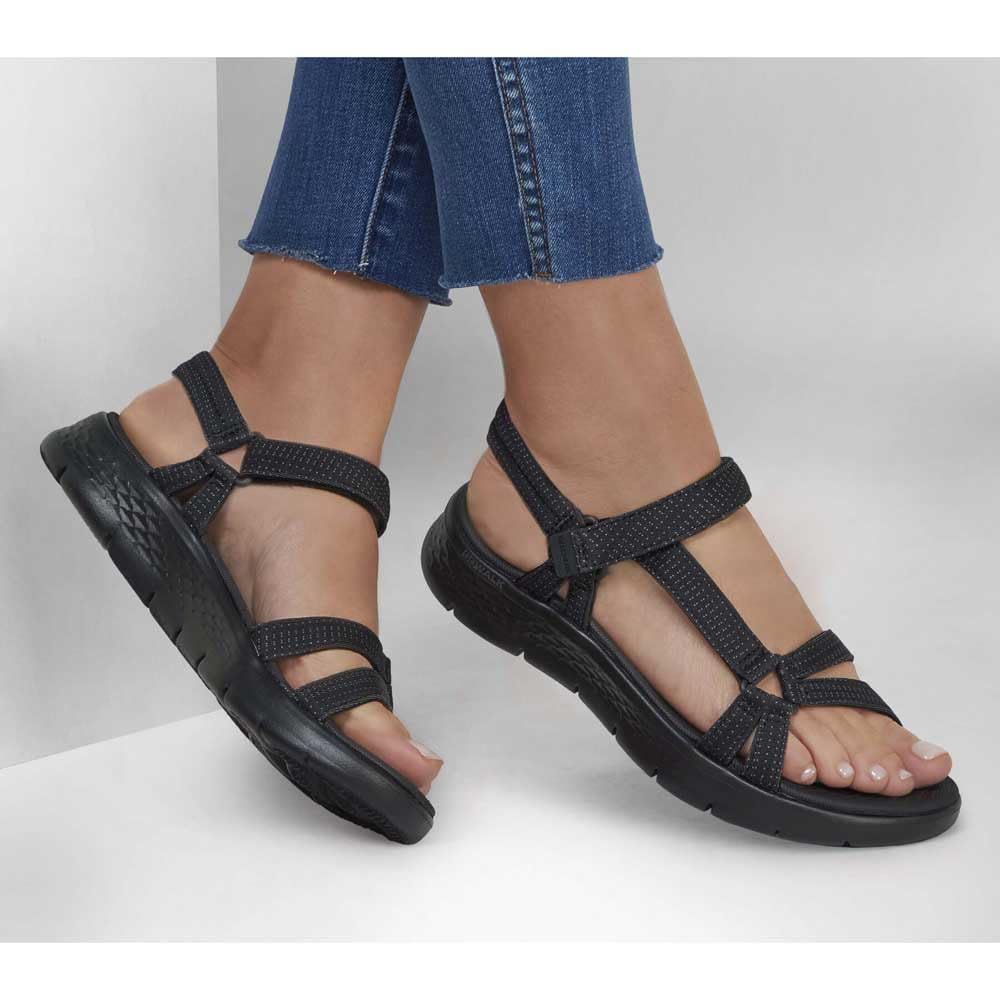 Skechers Performance Women's GO WALK FLEX SANDAL - SUBLIME,Black/Black,12