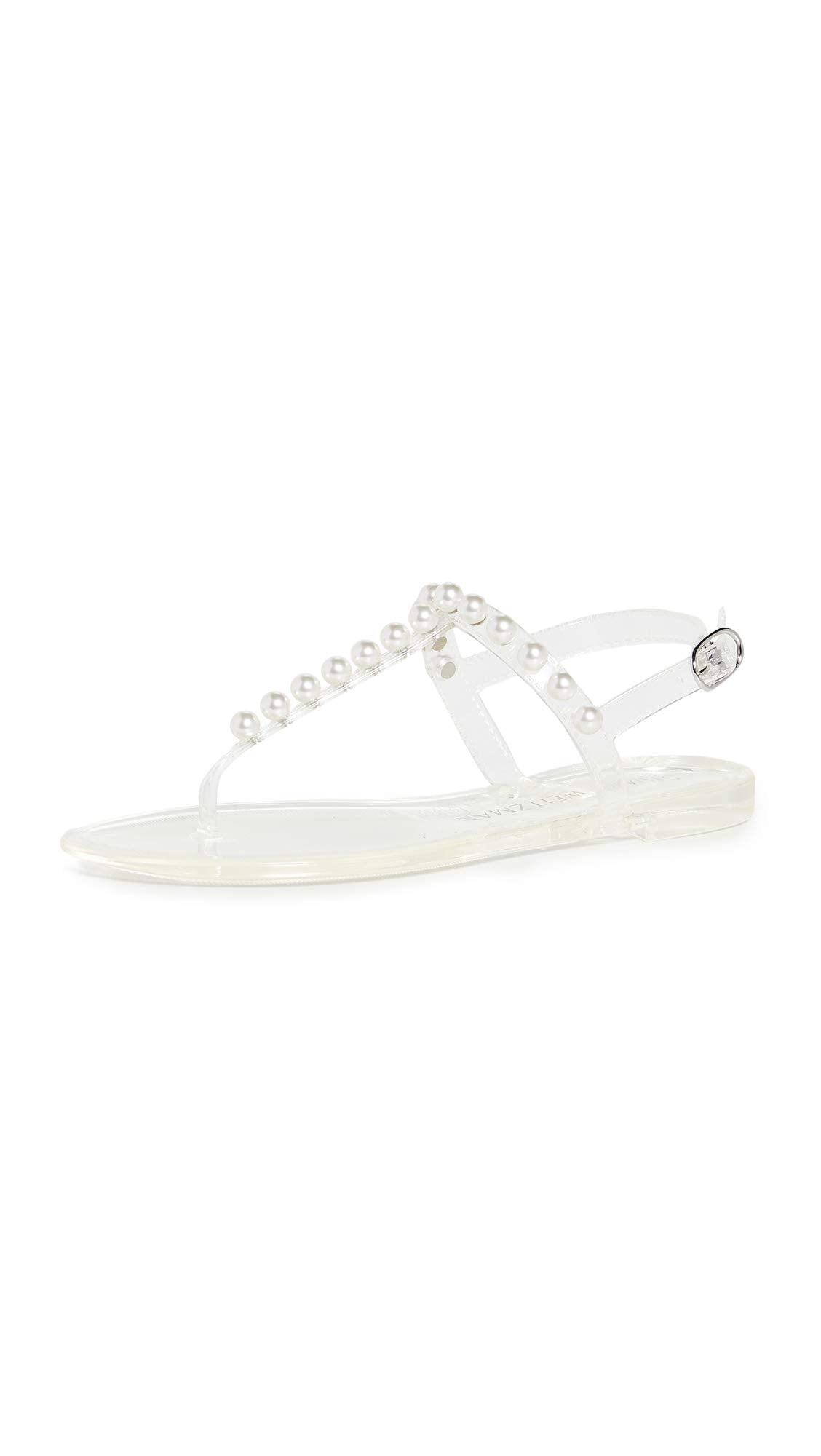 Stuart Weitzman Women's Goldie Jelly Sandals, Clear, 10 Medium US