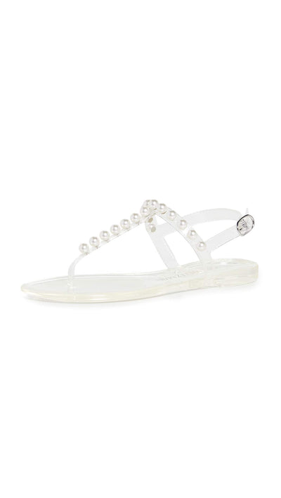 Stuart Weitzman Women's Goldie Jelly Sandals, Clear, 10 Medium US