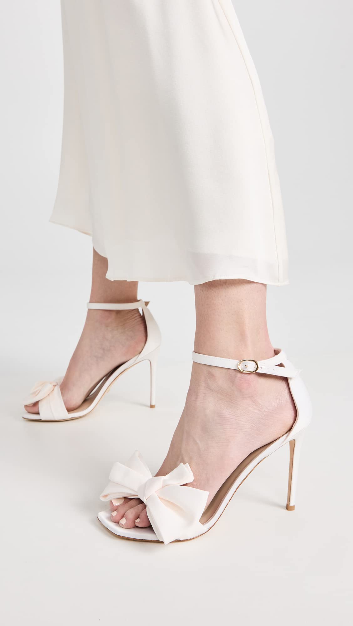 Stuart Weitzman Women's Nudistcurve Love Knot 100mm Sandals, Ivory, White, 11 Medium US