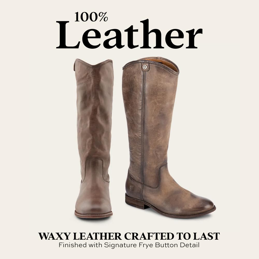 Frye Melissa Button 2 Equestrian-Inspired Tall Boots for Women Made from Hard-Wearing Vintage Leather with Antique Metal Hardware and Leather Outsole – 15 ½” Shaft Height, Grey - 6.5M