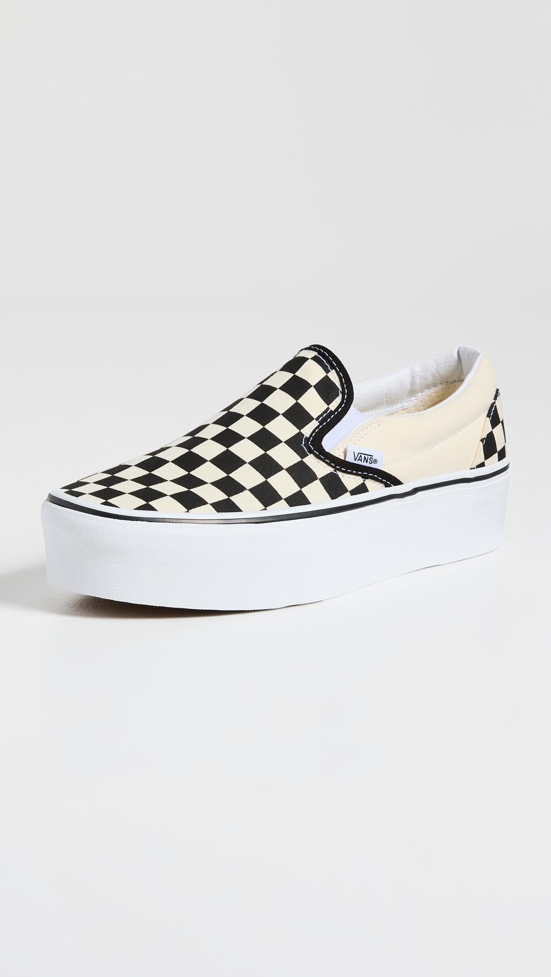 Vans UA Classic Slip-On Stackform Sneakers, CheckerboardBlack/White, 5 US Women/3.5 US Men