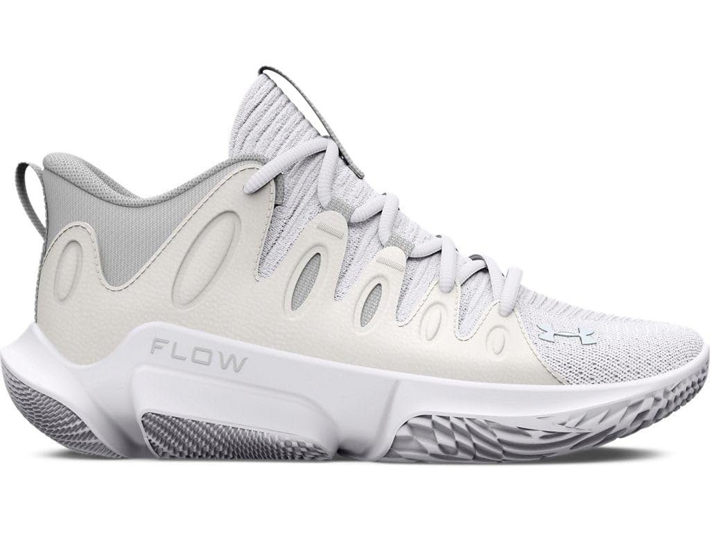 Under Armour Women's UA Flow Breakthru 4 Basketball Shoes (White/Halo Gray/Metallic Silver - 101, US Footwear Size System, Adult, Women, Numeric, Medium, 8)