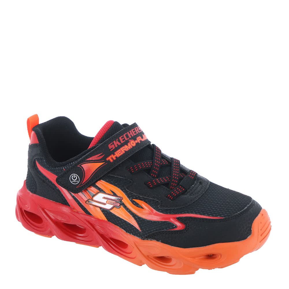 Skechers Kids Boys Thermo-Flash - Heat-Flux Sneaker, Black/Red, 13.5 Little Kid