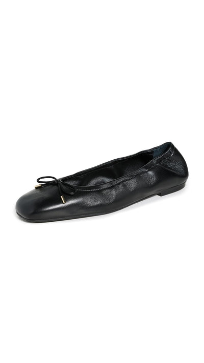 Stuart Weitzman Women's Bardot Bow Flats, Black, 7 Medium US
