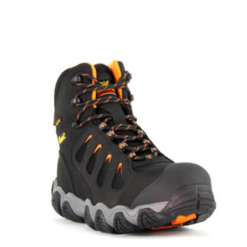 Thorogood Crosstrex 6 Waterproof Toe Hiking Boots for Men - Breathable Premium Leather and Mesh with Comfort Insole and Athletic Traction Outsole; ASTM Rated, Black/Orange - 11 W US
