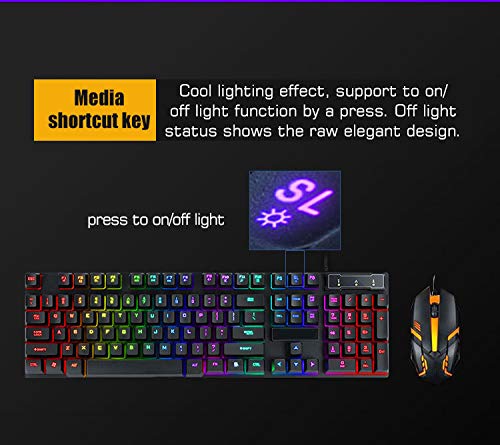 Gaming Keyboard and Mouse USB Wired for Desktop Computer PC Gamer Laptop
