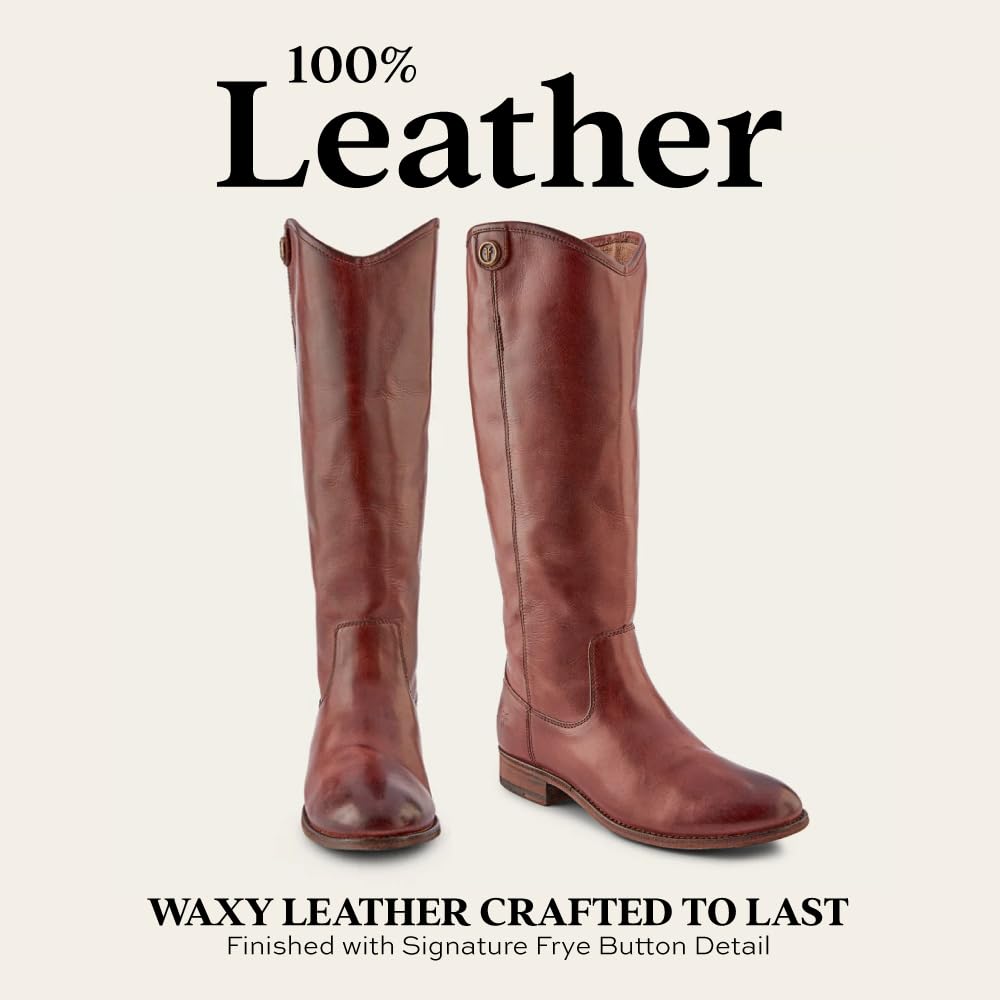 Frye Melissa Button 2 Equestrian-Inspired Tall Boots for Women Made from Hard-Wearing Vintage Leather with Antique Silver Hardware and Leather Outsole – 15 ½” Shaft Height, Mahogany - 7.5 WS