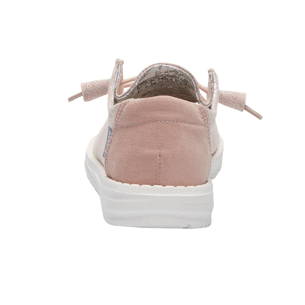 Hey Dude Women's Wendy Stretch Sparkling Pink Size 6 | Women’s Shoes | Women’s Lace Up Loafers | Comfortable & Light-Weight