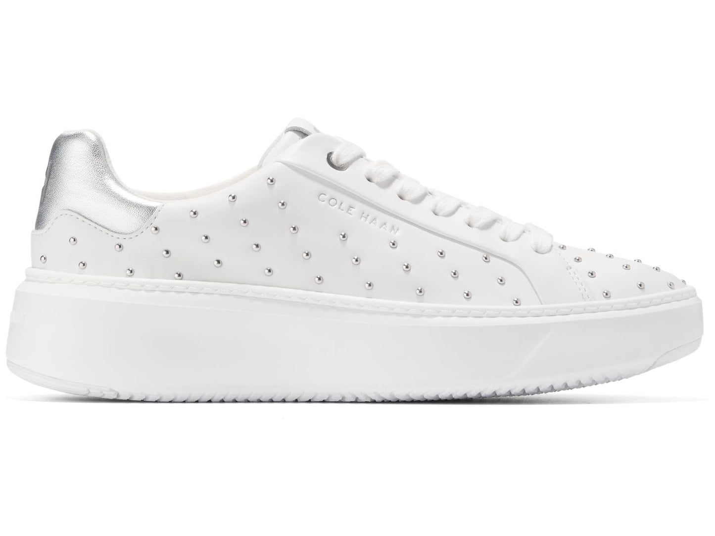 Cole Haan Women's Grandpro Topspin Sneaker, Optic White/Micro Studs, 8.5 Wide