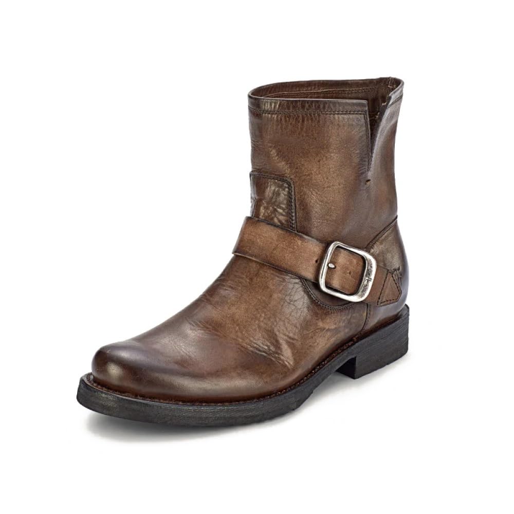 Frye 5 ¾” Veronica Booties for Women - Full-Grain Brush-Off Leather with Antique Metal Hardware and Rubber Outsole, Genuine Stitch Welt Construction, Slate - 8 M