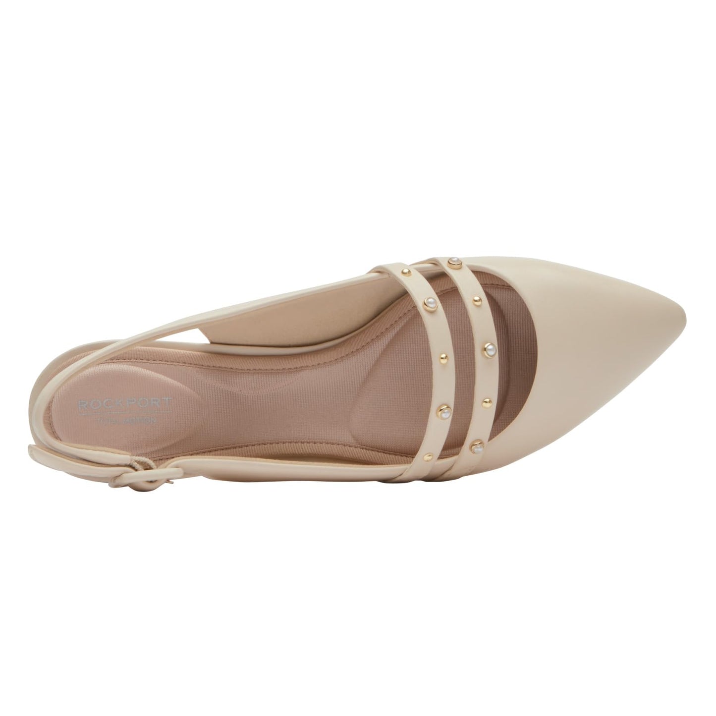 Rockport Women's Total Motion Adelyn Sling Ballet Flat, Vanilla Leather Pearl, 7 Wide