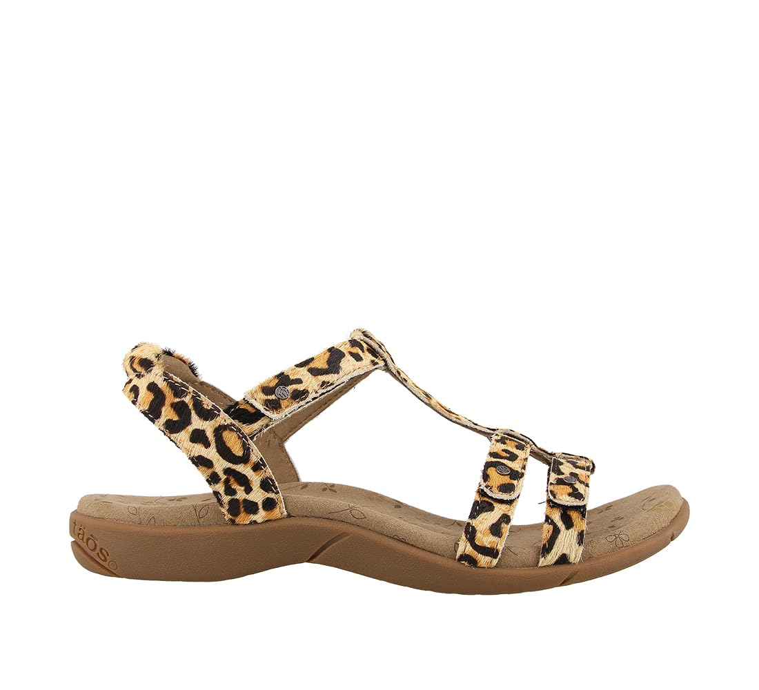 Taos Footwear Women's Trophy 2 Tan Leopard Print Sandal 6 (M) US