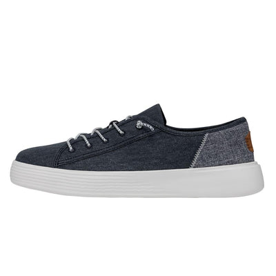 HEYDUDE Cody Craft Linen Navy Men's Size 14 | Unisex Sneakers | Unisex Slip On Shoes | Comfortable & Light-Weight