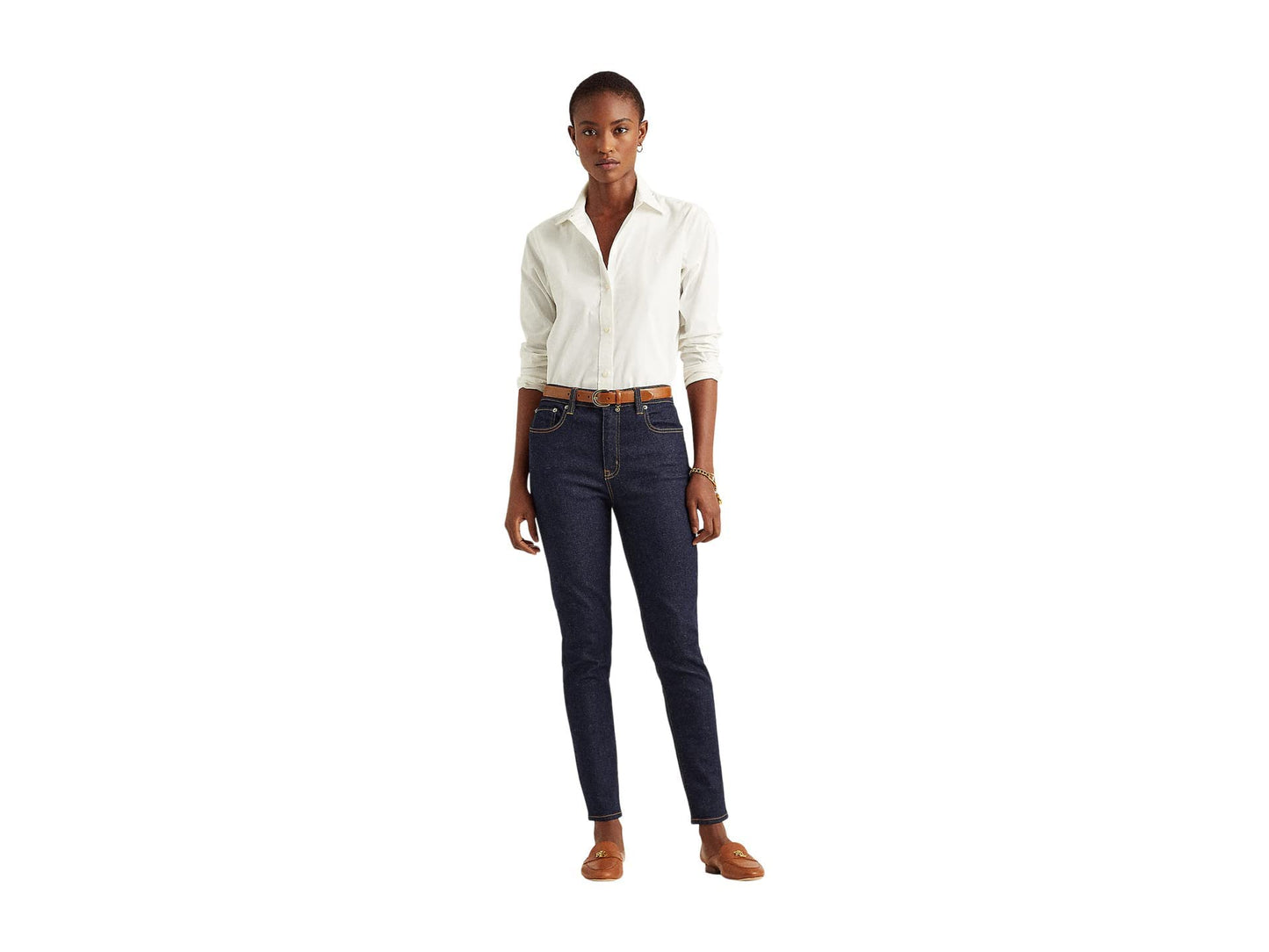 Lauren Ralph Lauren Womens High Rise Dark Wash Straight Leg Jeans Blue 6