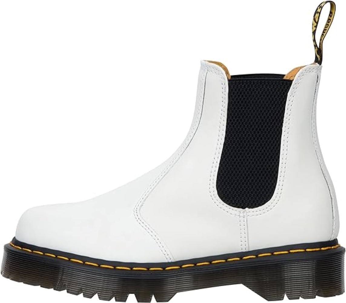 Dr. Martens, Unisex 2976 Bex Chelsea Boots, White Smooth, 11 US Women/10 US Men