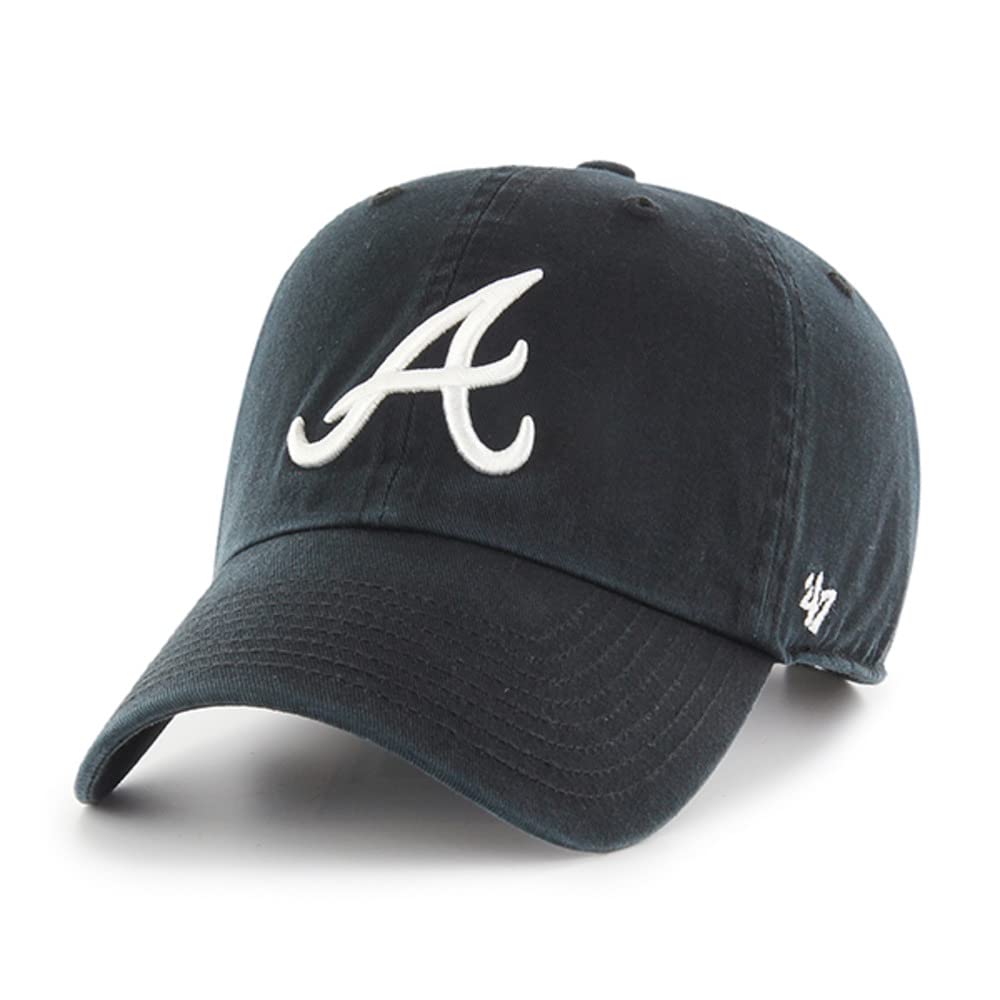 47 Atlanta Braves Clean Up Dad Hat Baseball Cap - Black