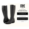 Frye Carson Piping Tall Boots for Women Made from Antiqued Pull-Up Leather with Western-Style Piping, Inside Zipper Closure, and Low Heel – 15" Shaft Height, Black - 7M