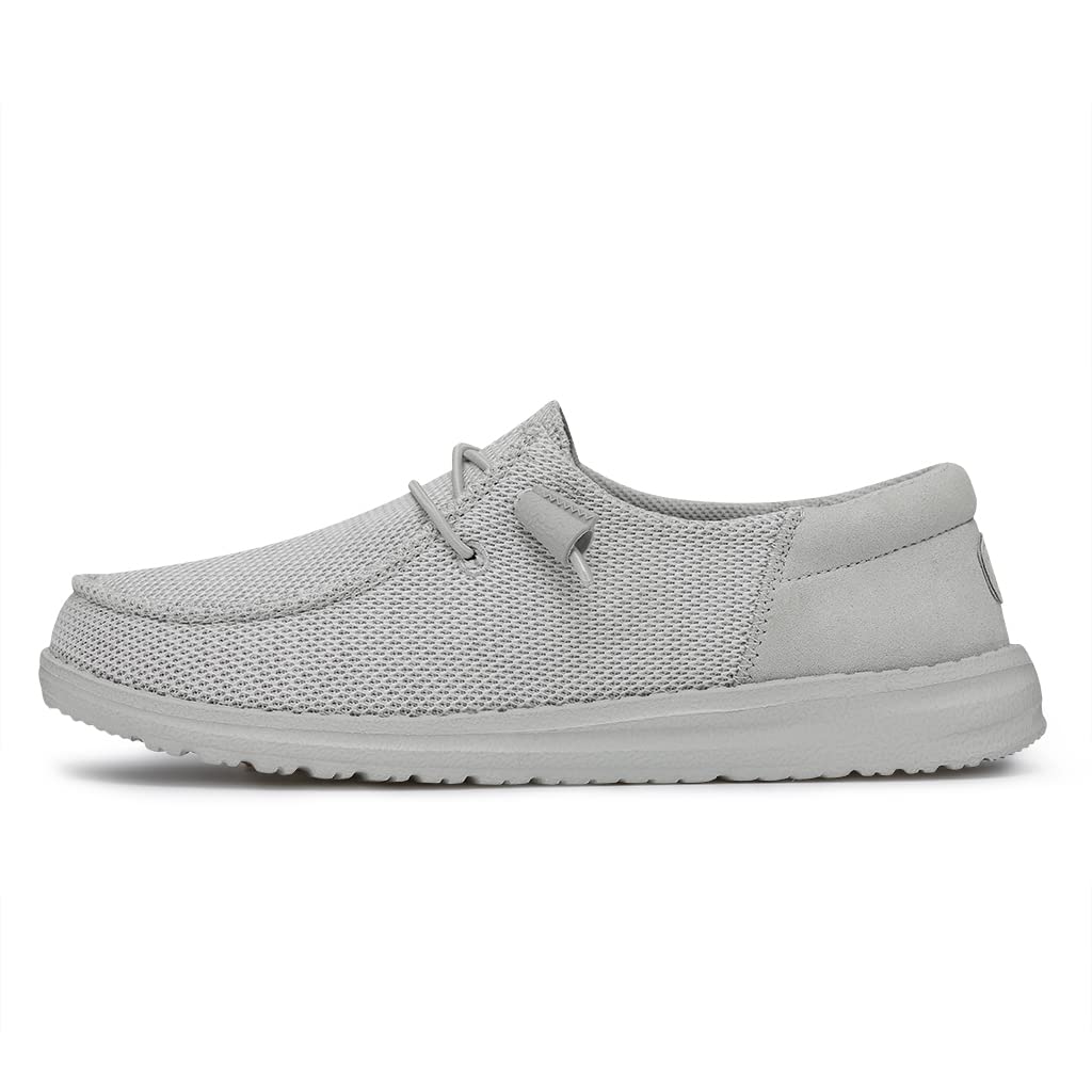 HEYDUDE Women's Wendy Funk Mono Slip On Shoe, Grey Size 6 | Stretch Knit Upper, Cushioned Foam Insole, Ultralight Casual Loafer