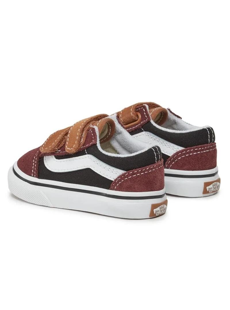 VANS Baby Old Skool Maroon Black Sneaker, brown, 24.5 EU