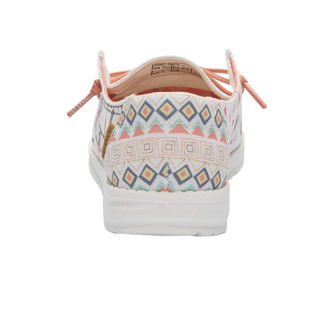 HEYDUDE Girl's Wendy Youth Doodle Bohon Size 3 | Girl’s Shoes | Girl’s Lace Up Loafers | Comfortable & Light-Weight