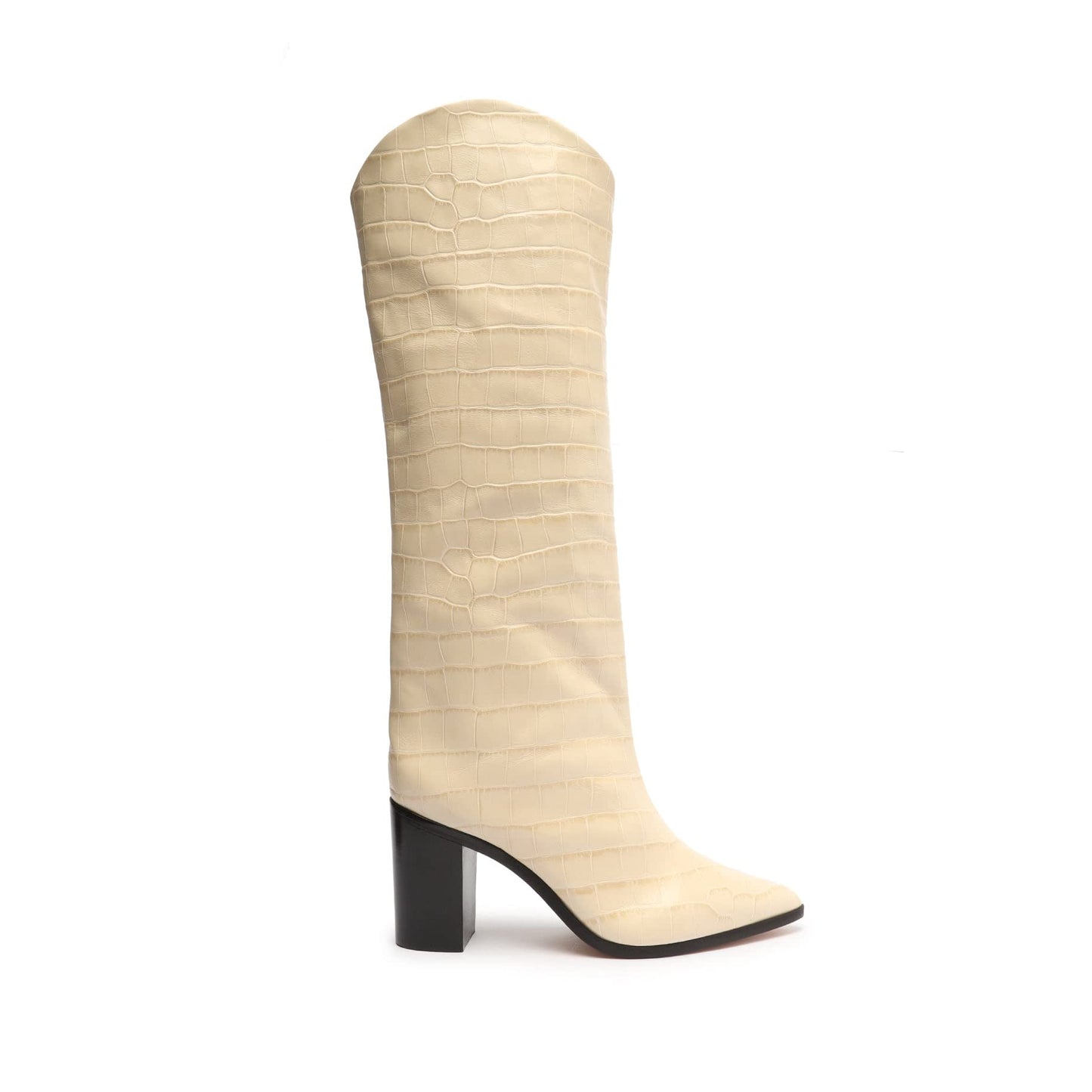 SCHUTZ Women's Maryana Block Boots, Egg Shell, Off White, 9 Medium US