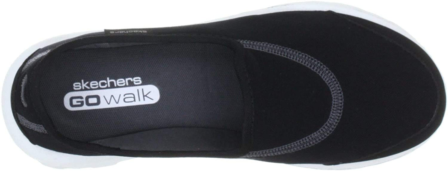 Skechers Women's Go Walk Original Slip-On Walking Shoes, Black/White, 8 W US