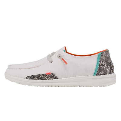 Hey Dude Women's Wendy Snake Linen White Size 10 | Women’s Shoes | Women’s Lace Up Loafers | Comfortable & Light-Weight