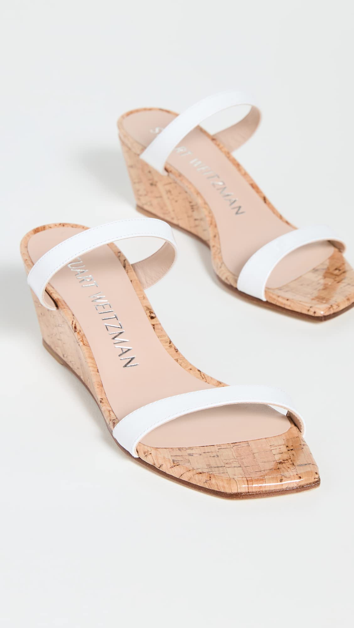 Stuart Weitzman Womens Aleena 50 Wedge White 6.5 M